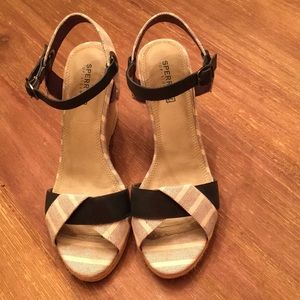 Sperry open toe wedges